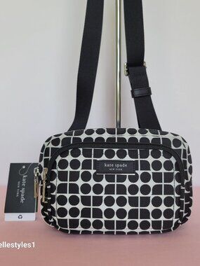 KATE SPADE Belt Bag Noel Jacquarded Printed Fabric Bag- Black Multi ⭐